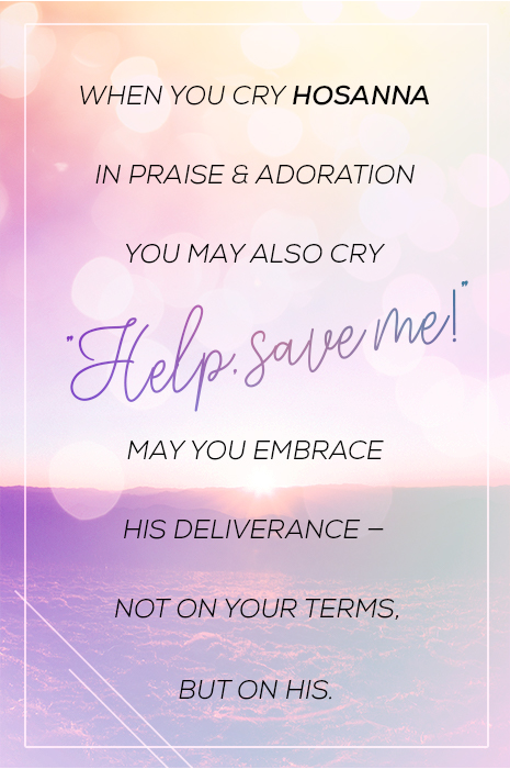 When you Hosanna in praise and adoration you may also cry "Help Save Me!"....