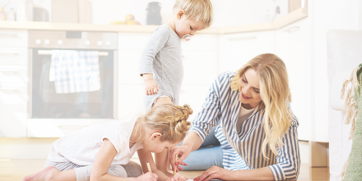 Woman and 2 children
