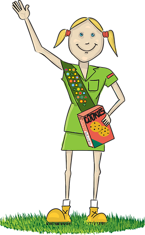 Girl Scout holding Cookie Box animated image