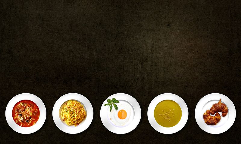 different food dishes in plates