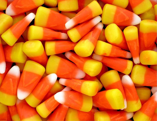 Orange and yellow small candies