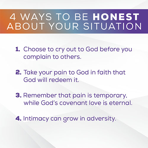 Graphic with text that reads "4 Ways to be HONEST About Your Situation"