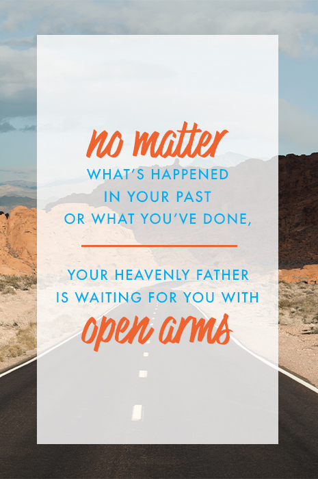 your heavenly father is waiting for you with open arms text image
