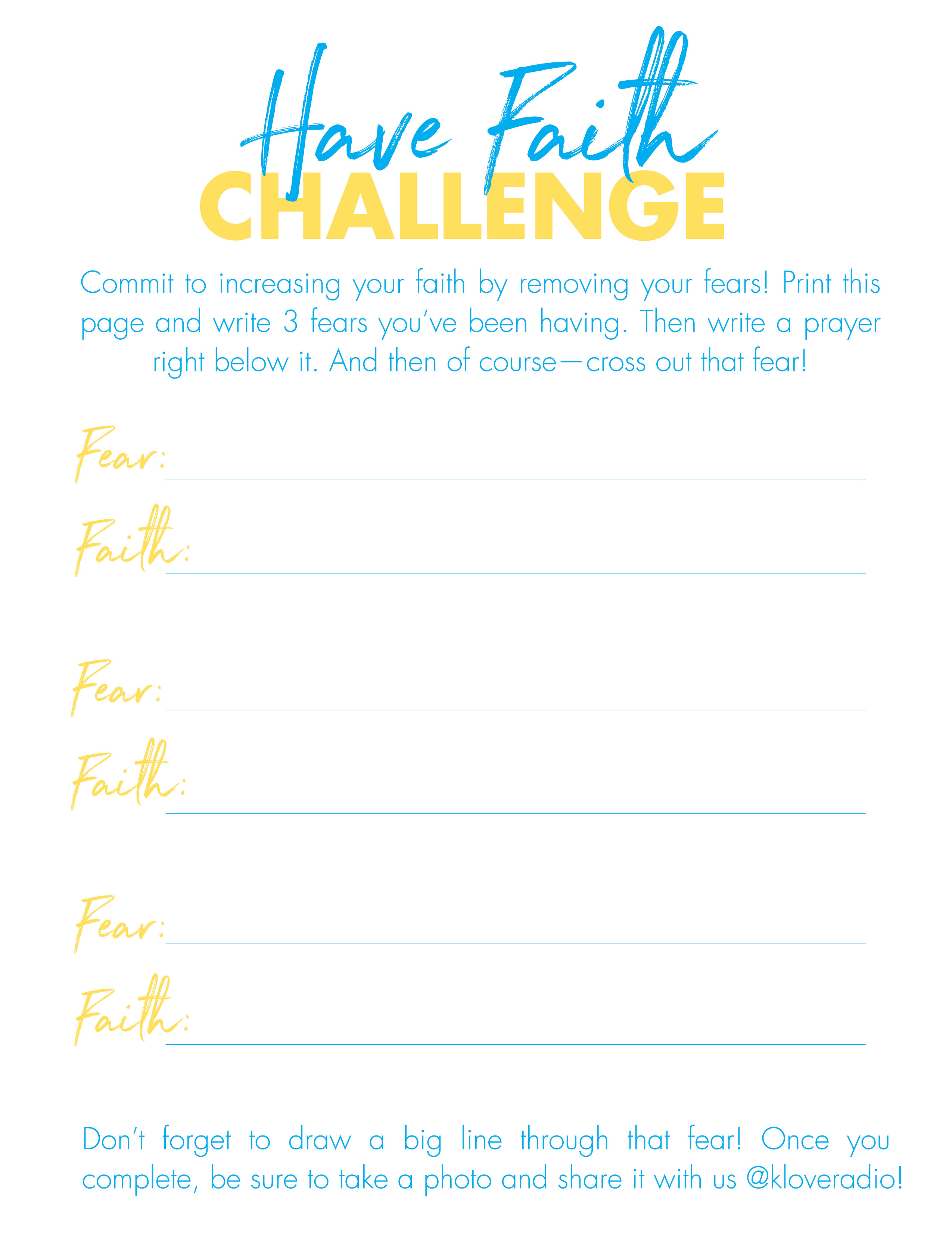 Have Faith Challenge Printout