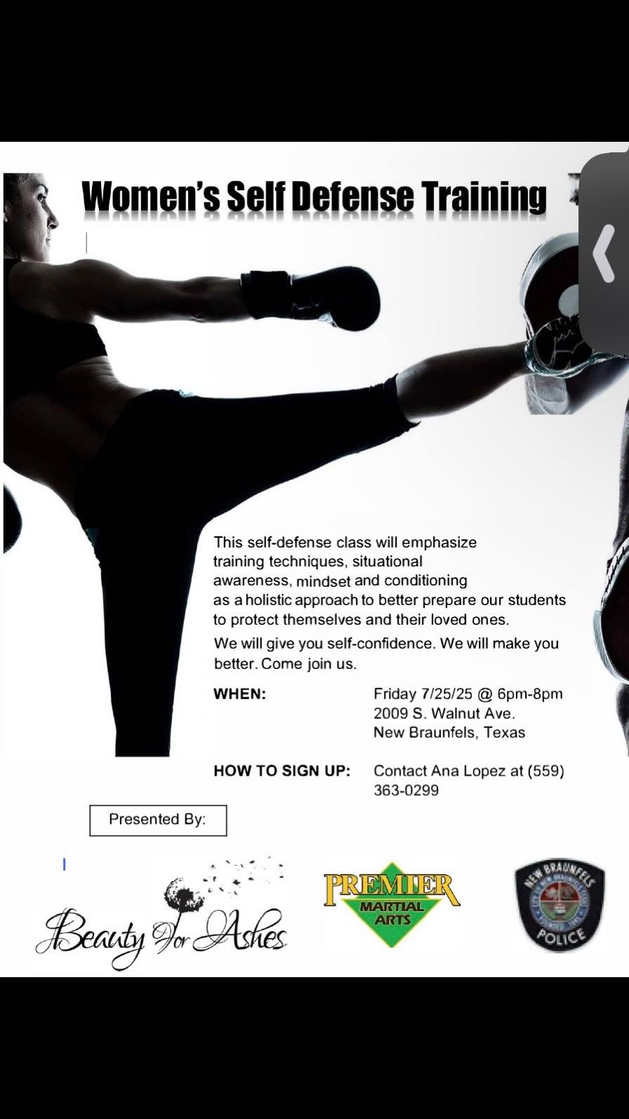 Free women's self-defense training