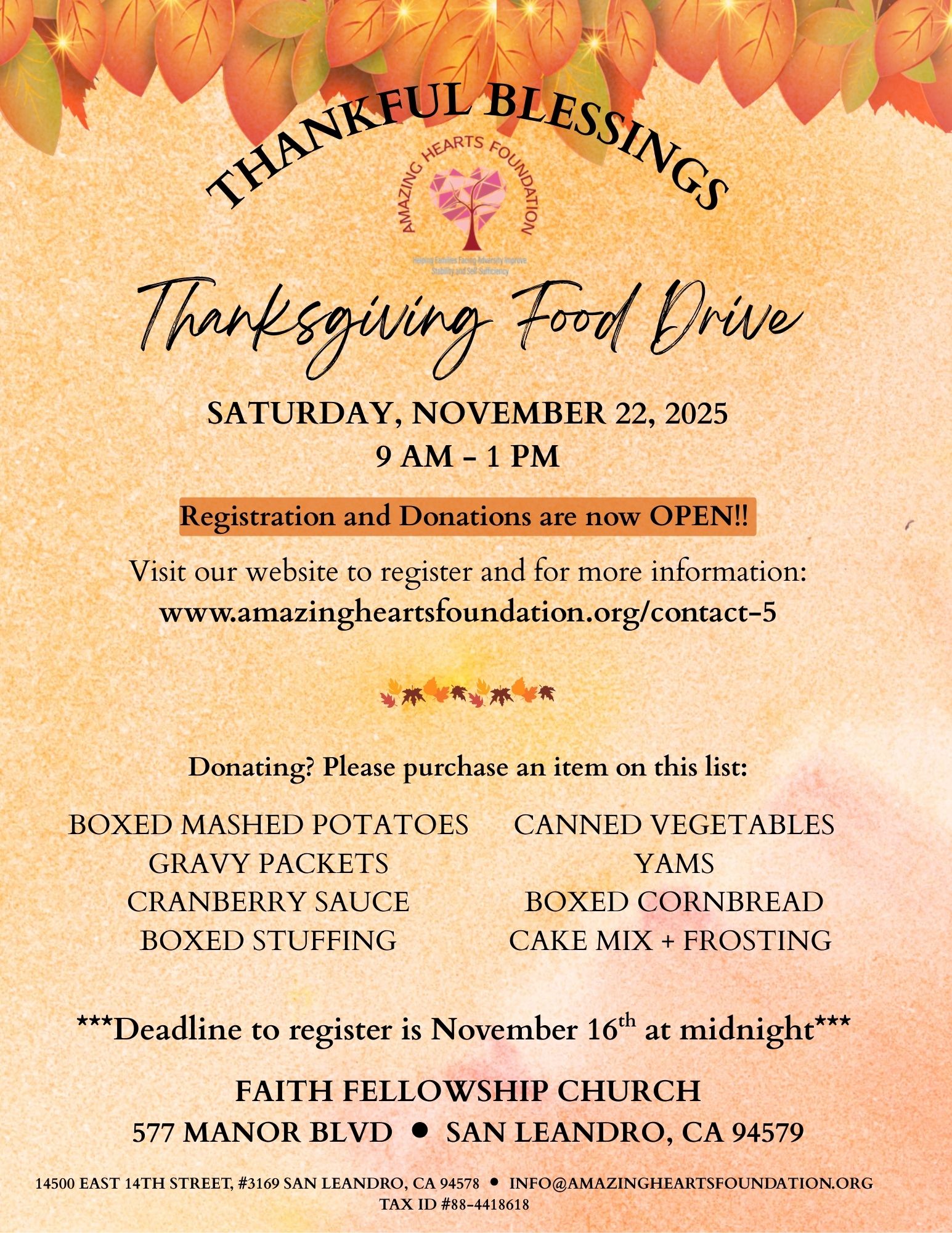 Thankful Blessings Thanksgiving Food Drive