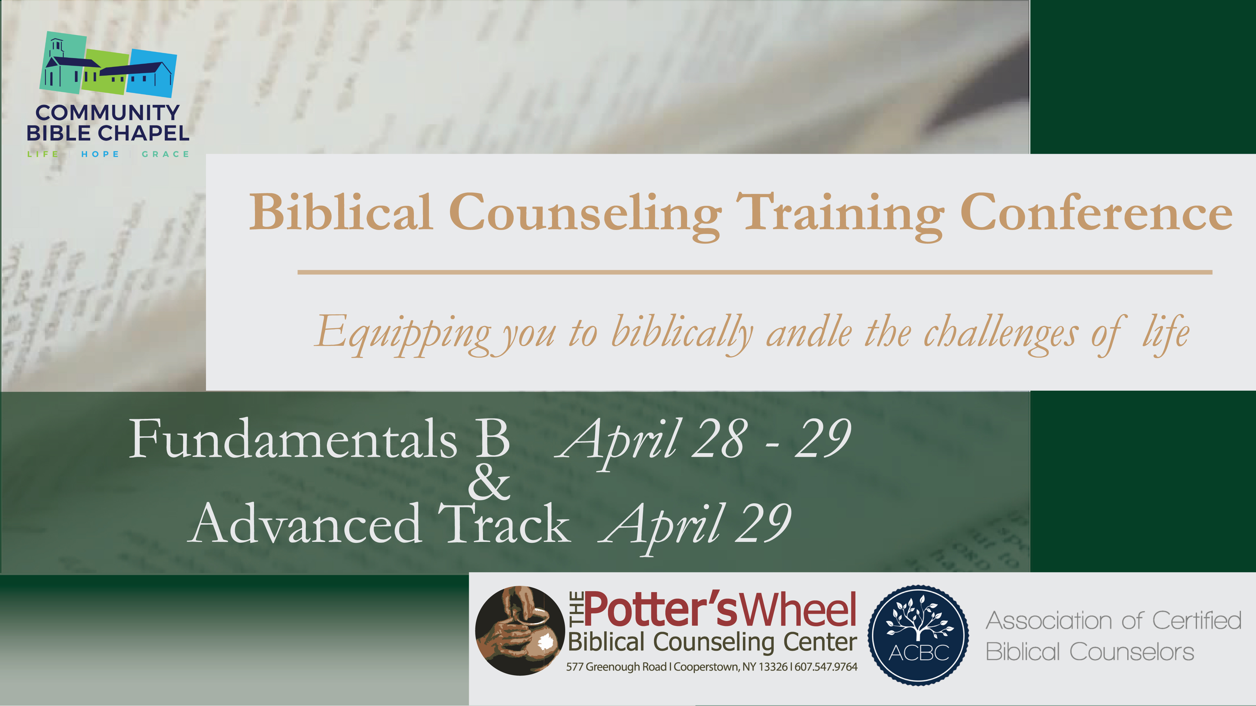 Biblical Counseling Training Conference Positive Encouraging KLOVE