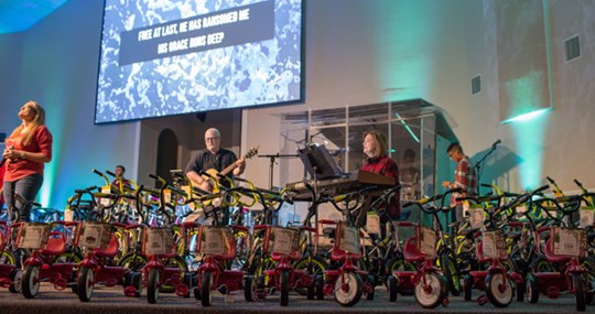 bikes at front of church