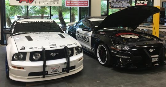 two police Ford Mustangs