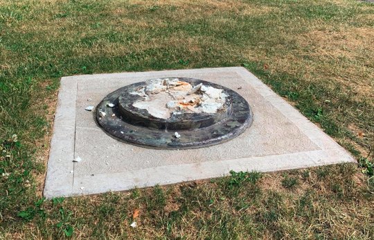 remnants of a Frederick Douglass statue