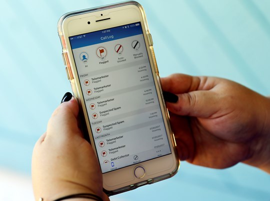 cell phone showing blocked calls