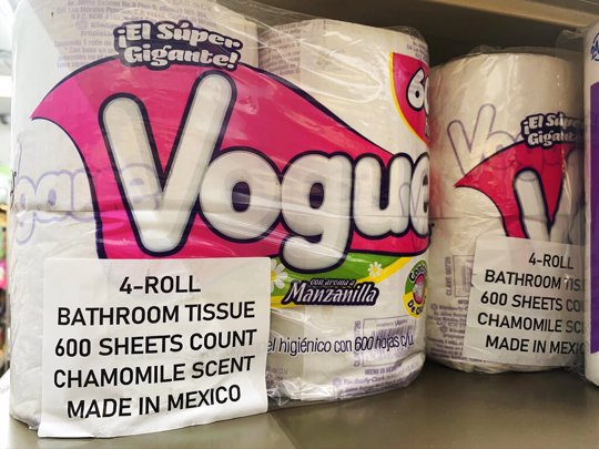 Mexican toilet paper brand, on the shelf at a 7-Eleven in New York