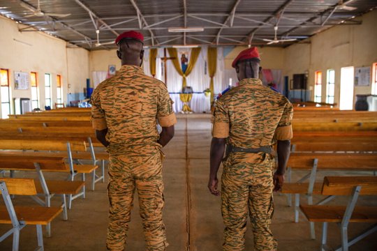 Soldiers in church in Burkina Faso