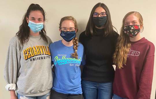 : Callie Schaden, Grace Mowery, Maddie Heck, and Ashley Riddle
