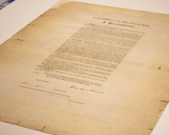 signed copy of Emancipation Proclamation