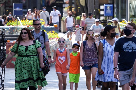 People strolling at Universal Studios in California