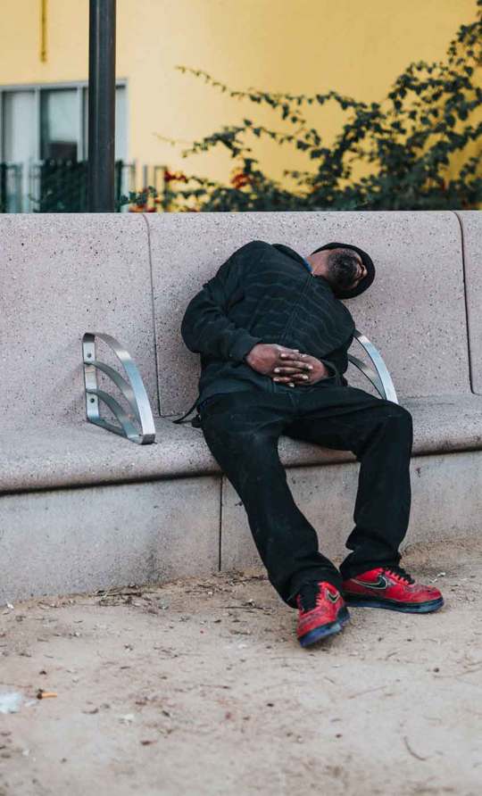 homeless man asleep