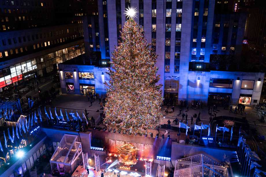 The Rockefeller Center Christmas tree stands lit at Rockefeller Center during the 89th annual Rockefeller Center Christmas tree lighting ceremony, Wednesday, Dec. 1, 2021, in New York.