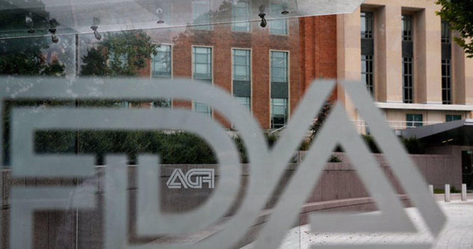FDA etched into a window, overlooking the facility's campus