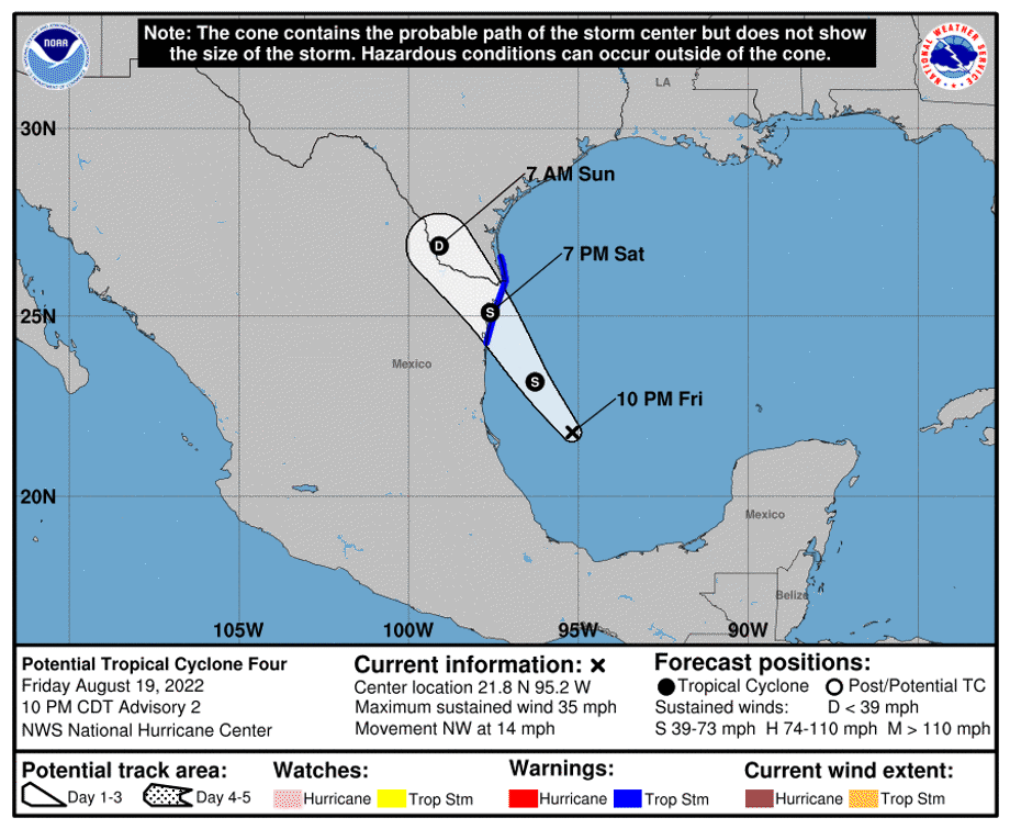 Tropical StormLevel Warnings For Parts Of Texas/Mexico Positive