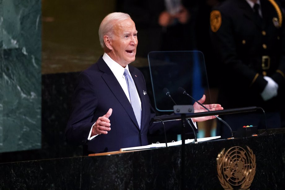 President Joe Biden address the 77th session of the United Nations General Assembly