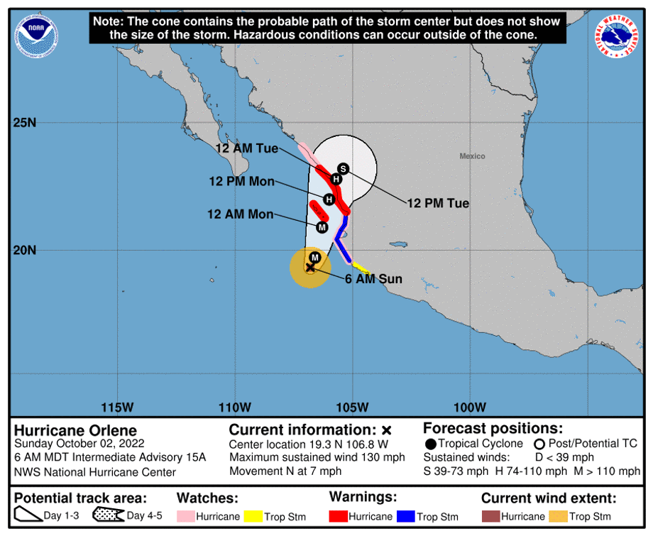 Cat. 3 Hurricane Orlene Heads For Mexico's Pacific Coast Positive
