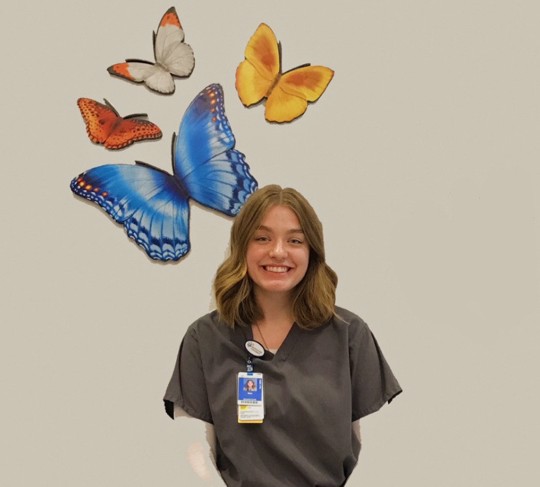 Olivia Baden in her Nationwide Children’s Hospital scrubs