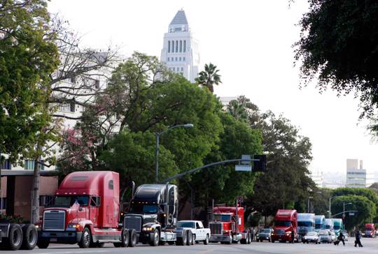 a caravan of trucks