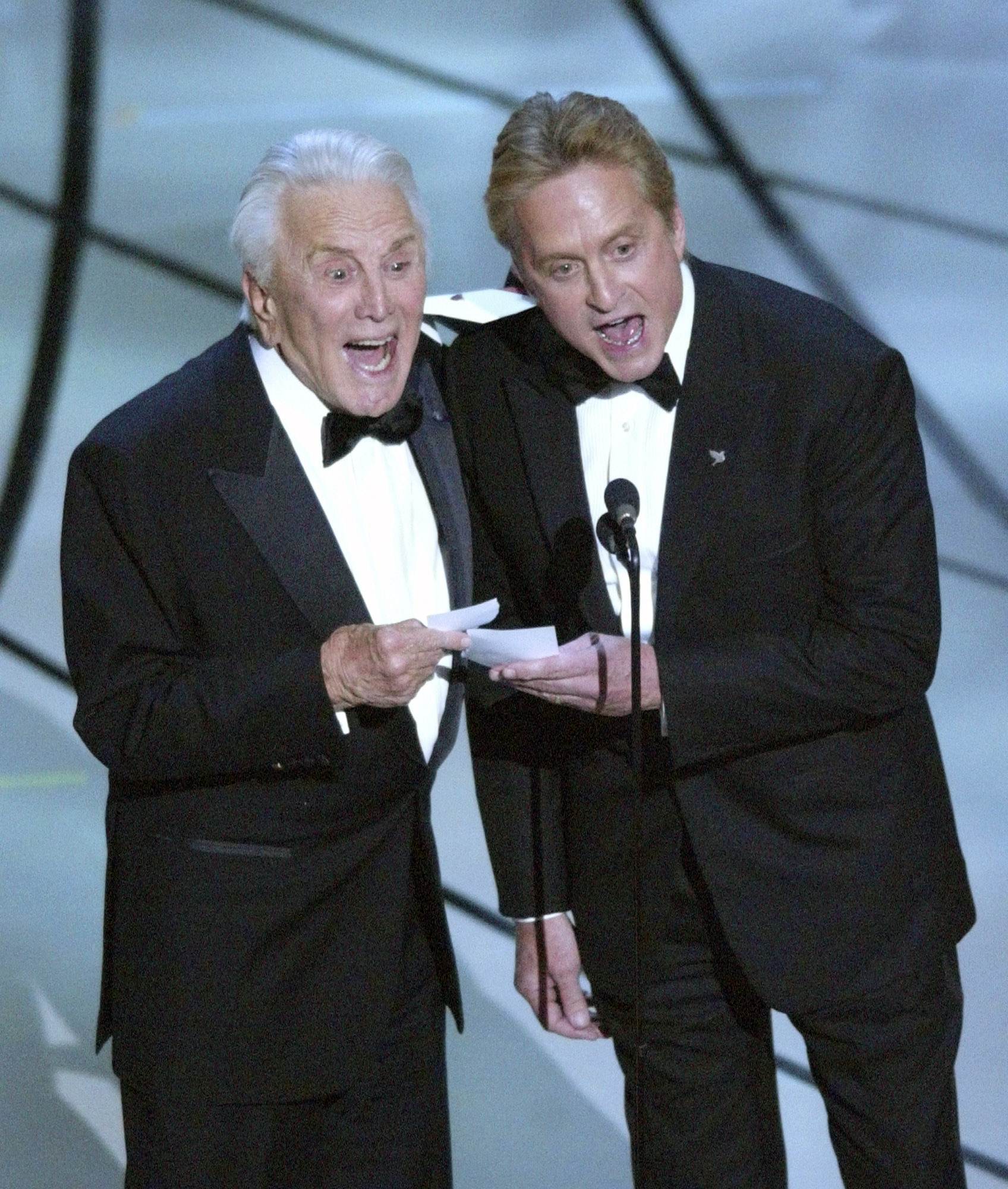 father and son presenters Kirk Douglas and Michael Douglas