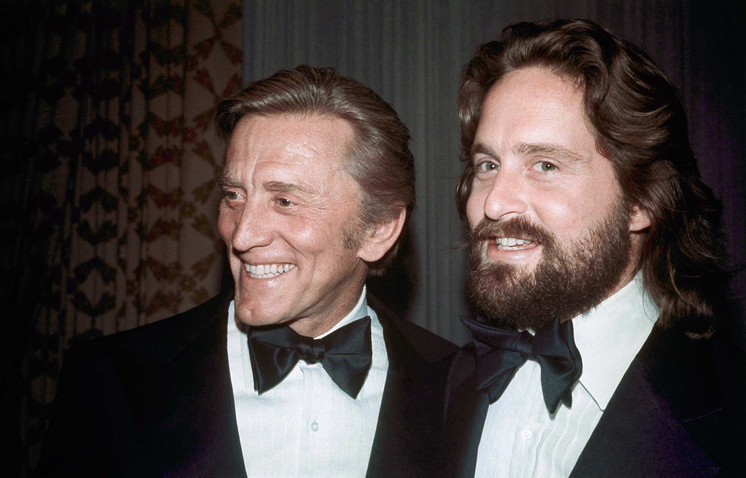 actors Kirk Douglas and Michael Douglas