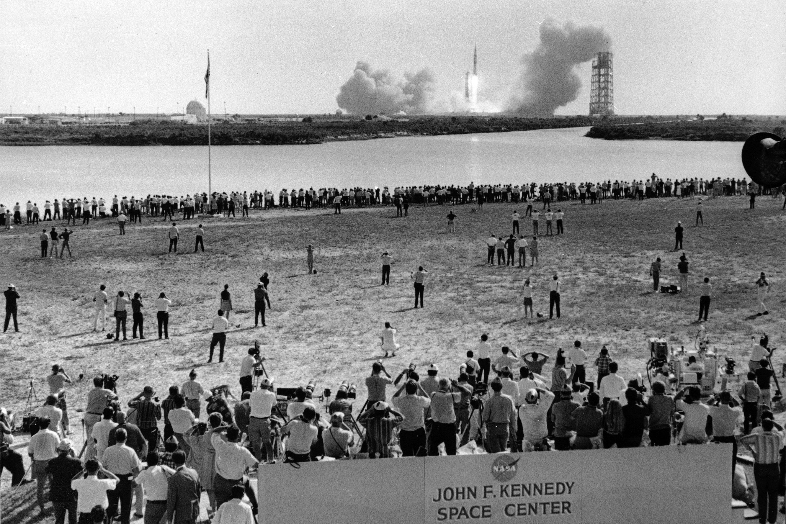 Saturn V rocket with Apollo 11 astronauts aboard