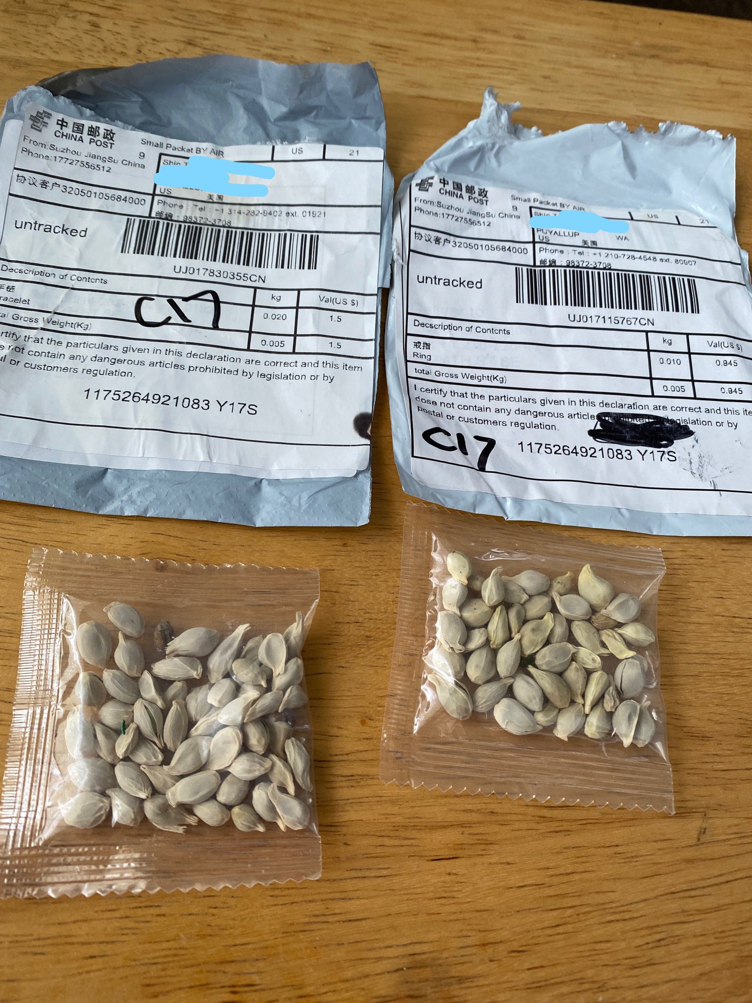 Mystery seeds from China
