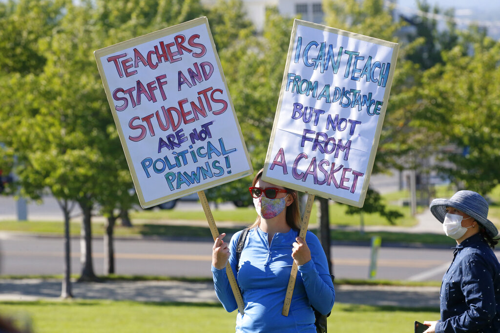 Art teacher Cara Bailey attends a Utah Safe Schools Mask-In 