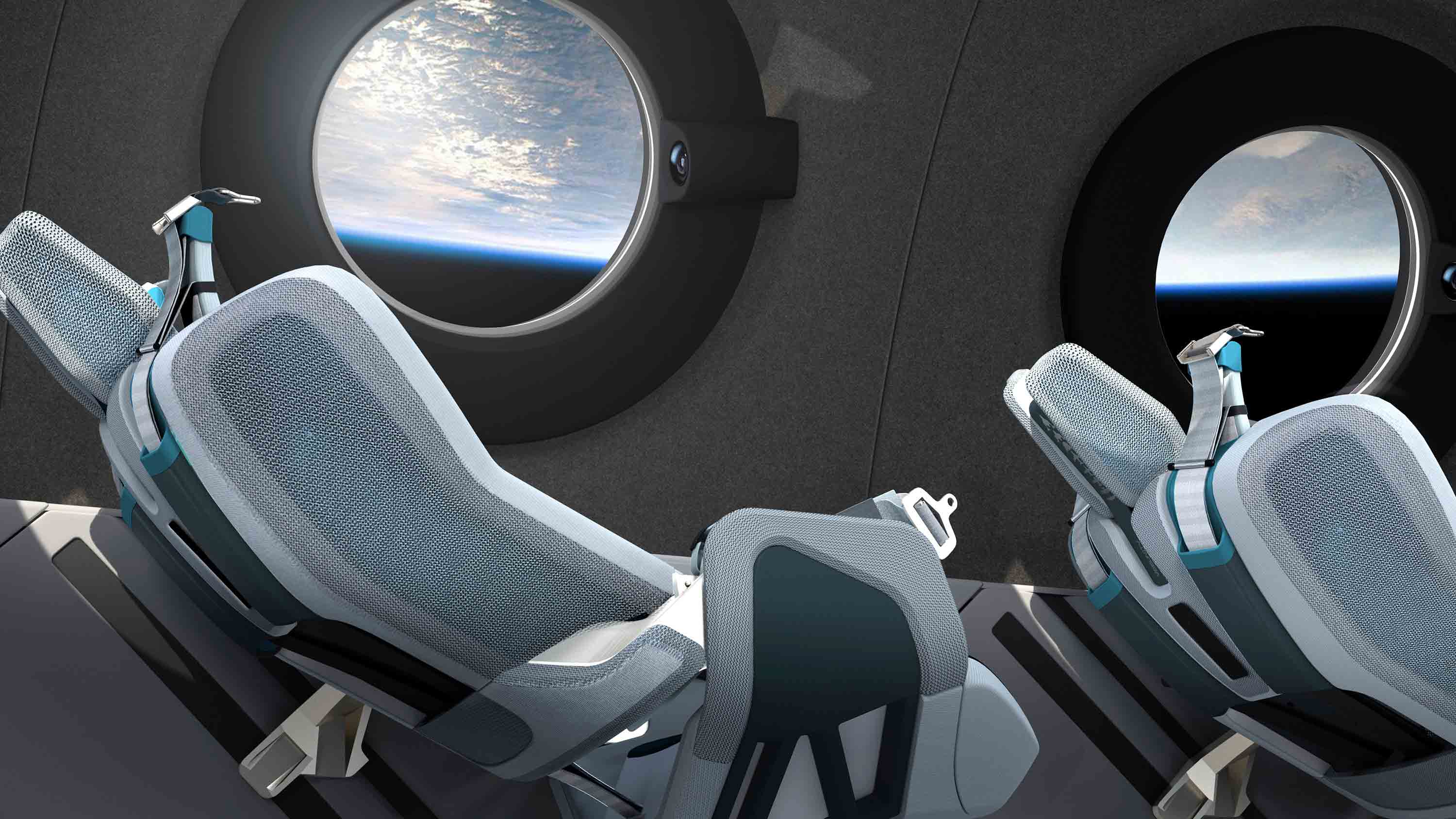 This undated photo released by Virgin Galactic shows the interior of their SpaceshipTwo Cabin during a flight.