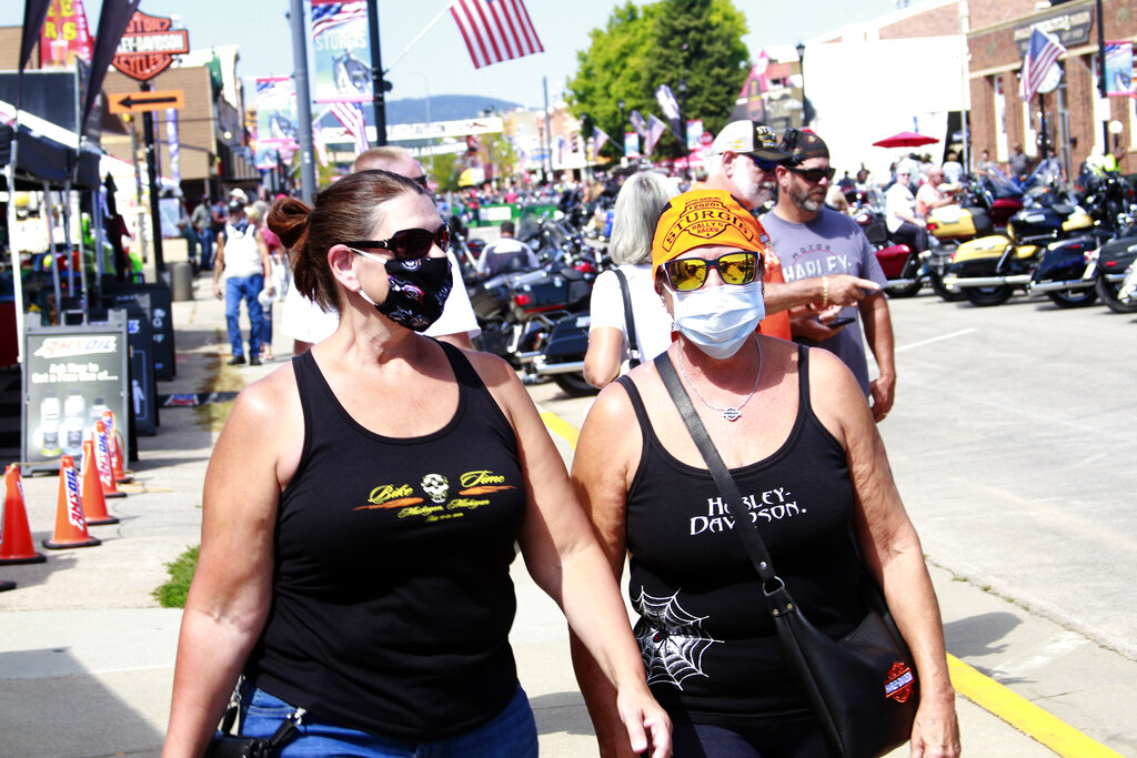 Only a few with masks at 80th annual Sturgis Motorcycle rally
