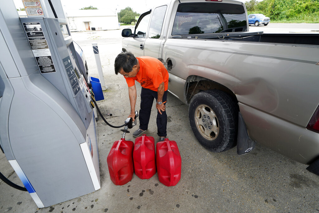 Man buying gas ahead of TS Marco in Louisiana 