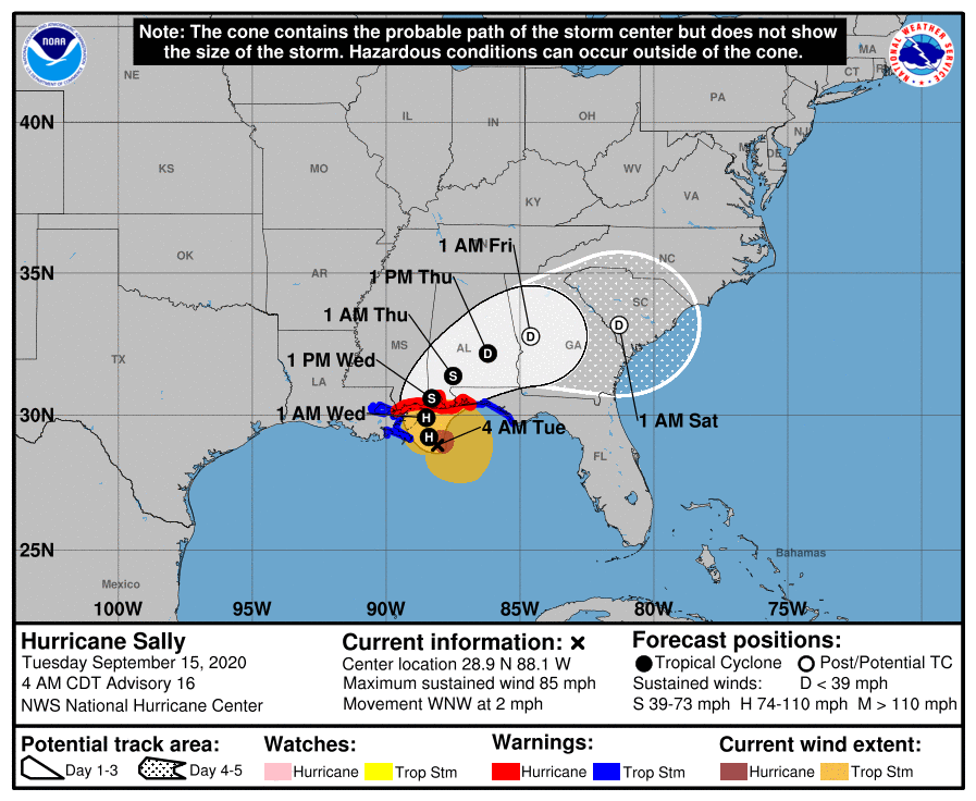 Hurricane Sally Cone 