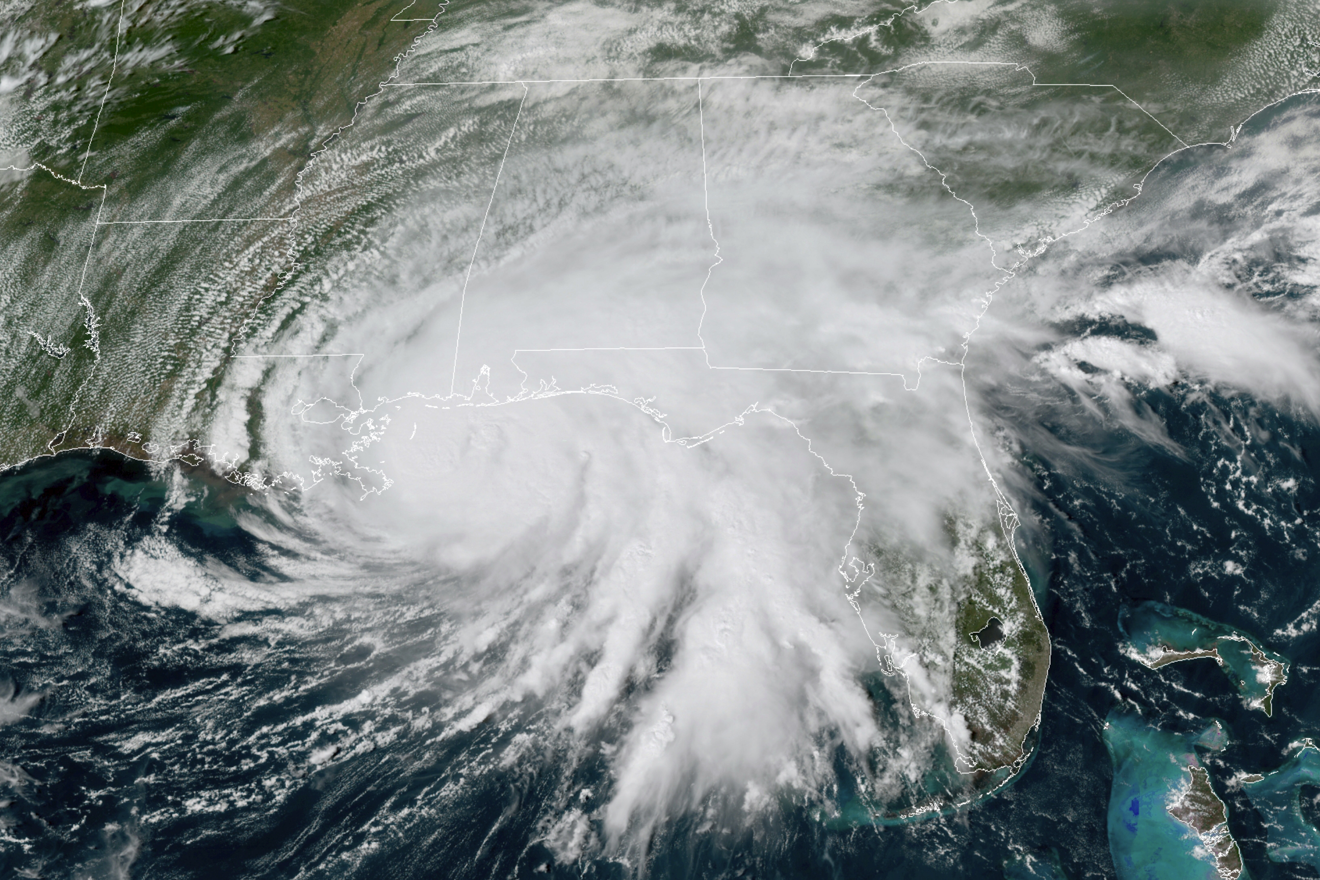 GOES-16 GeoColor satellite image of Hurricane Sally