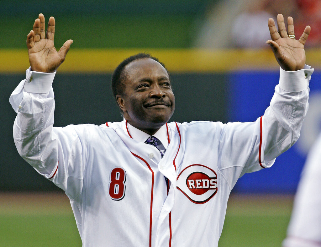 (2010) Cincinnati Reds Hall of Fame second baseman Joe Morgan throws ceremonial pitch