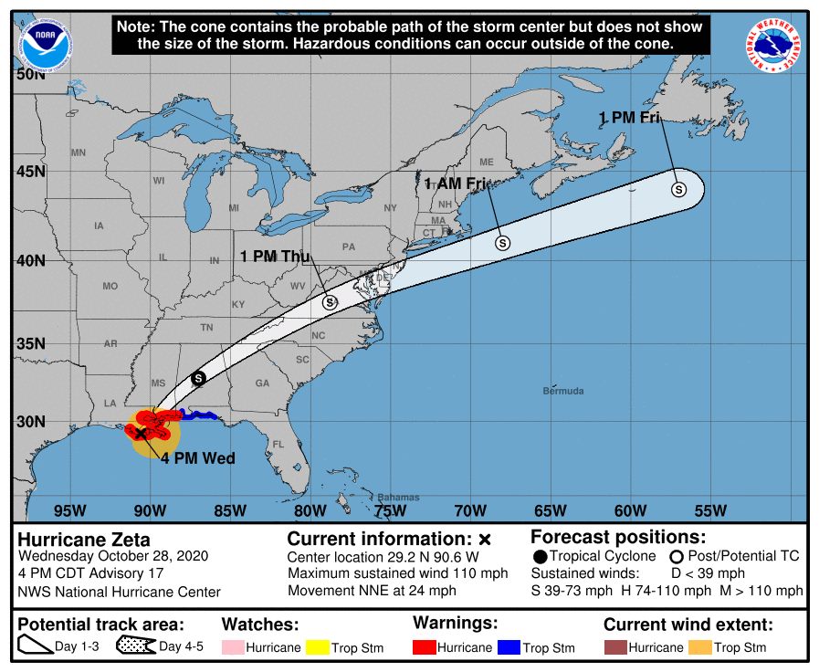 Projected path of hurricane