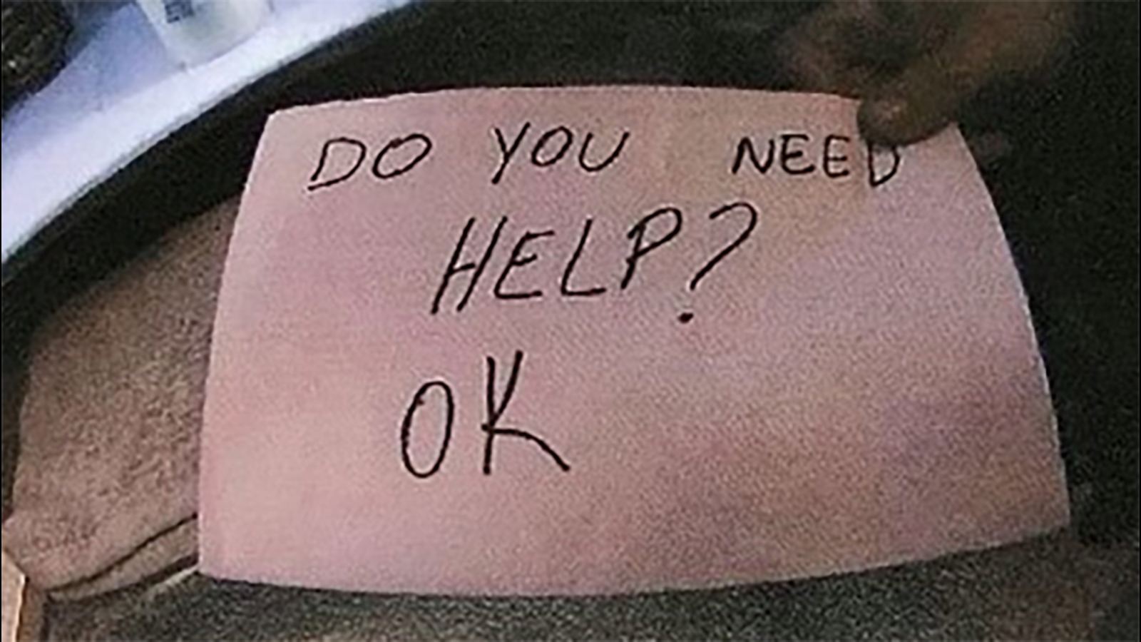 Do you need help? Note written by waitress