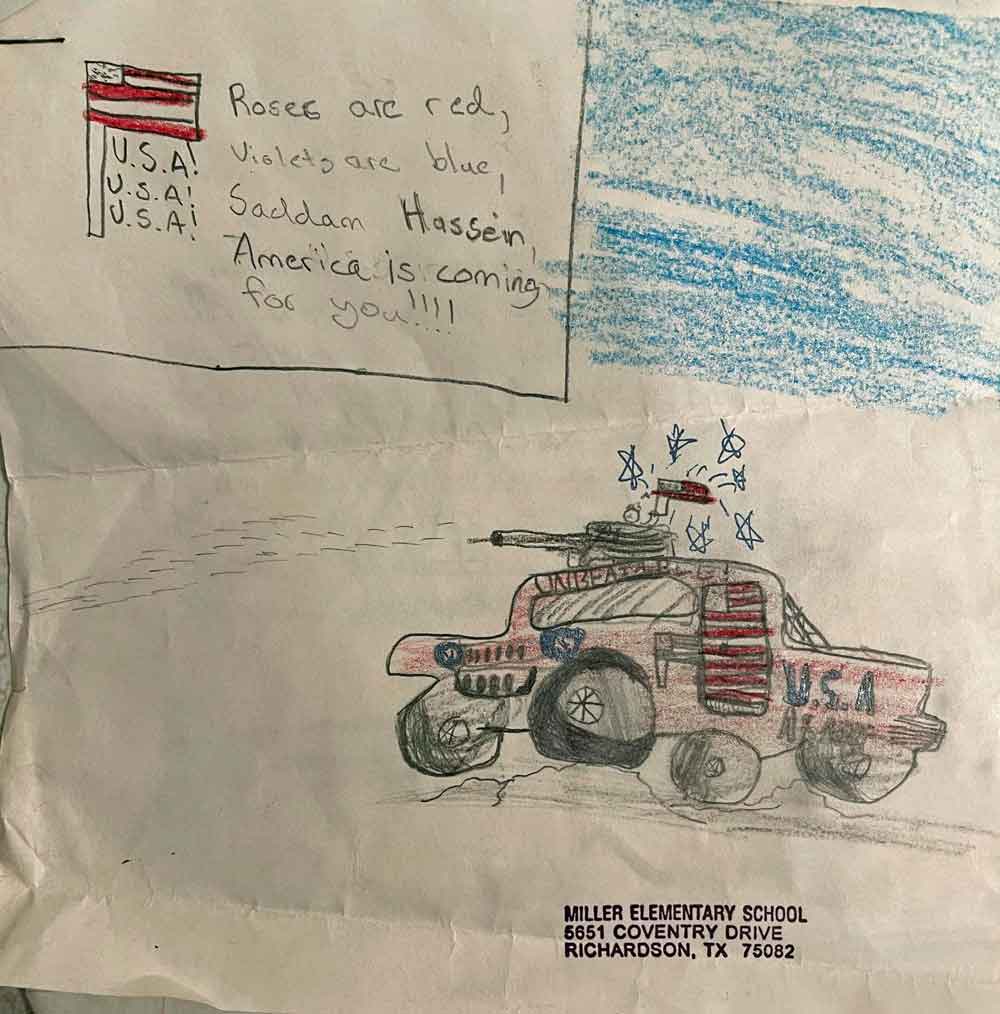 2003 letter from student to soldier Mark Bland in Iraq