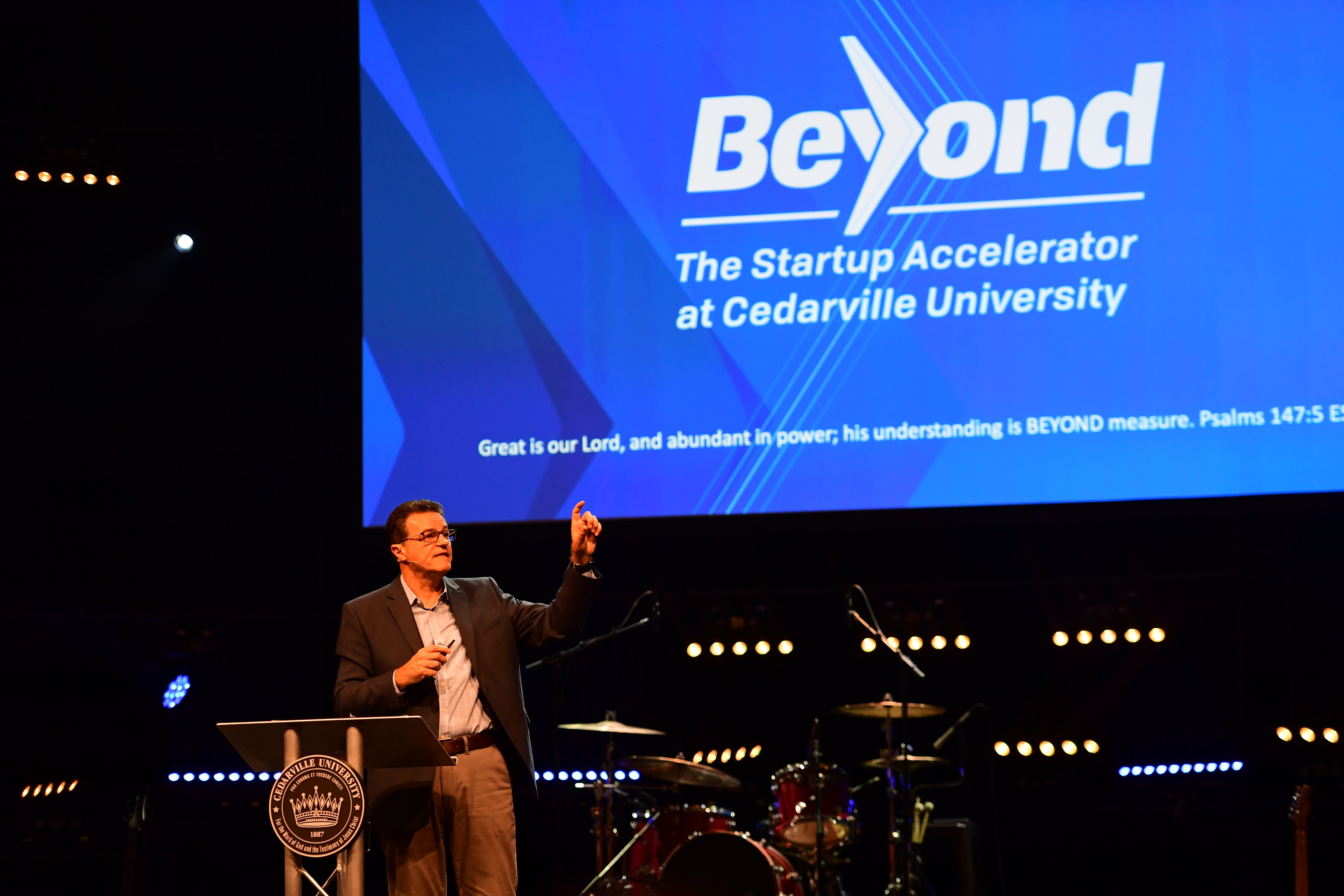 Dick Blanc presents at a recent Beyond event at Cedarville University