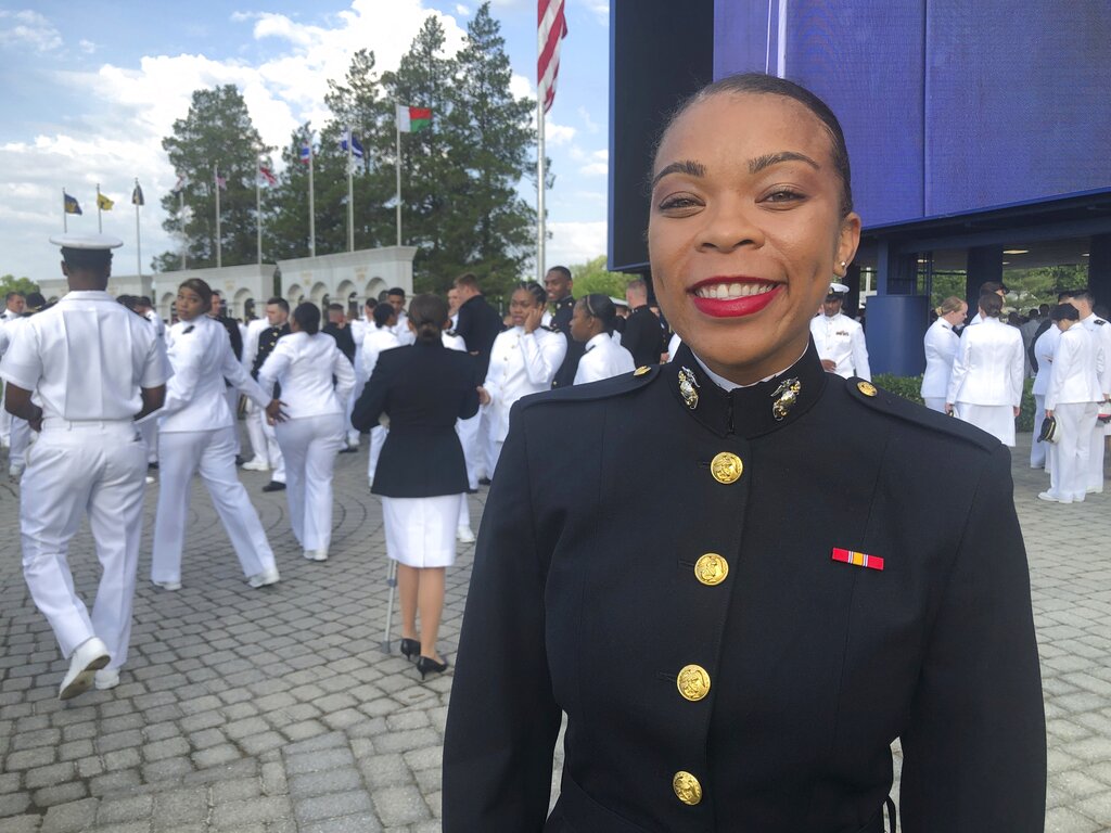 Midshipman Sydney Barber, who served as the first Black female Brigade commander at the U.S. Naval Academy 