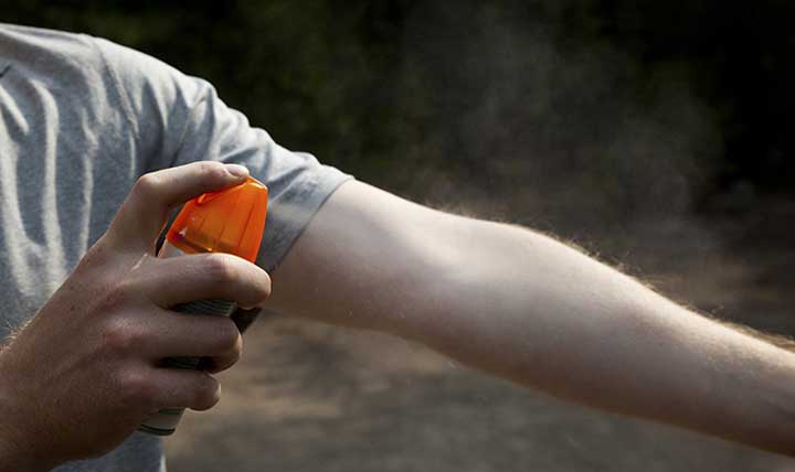 Spraying Mosquito Repellent