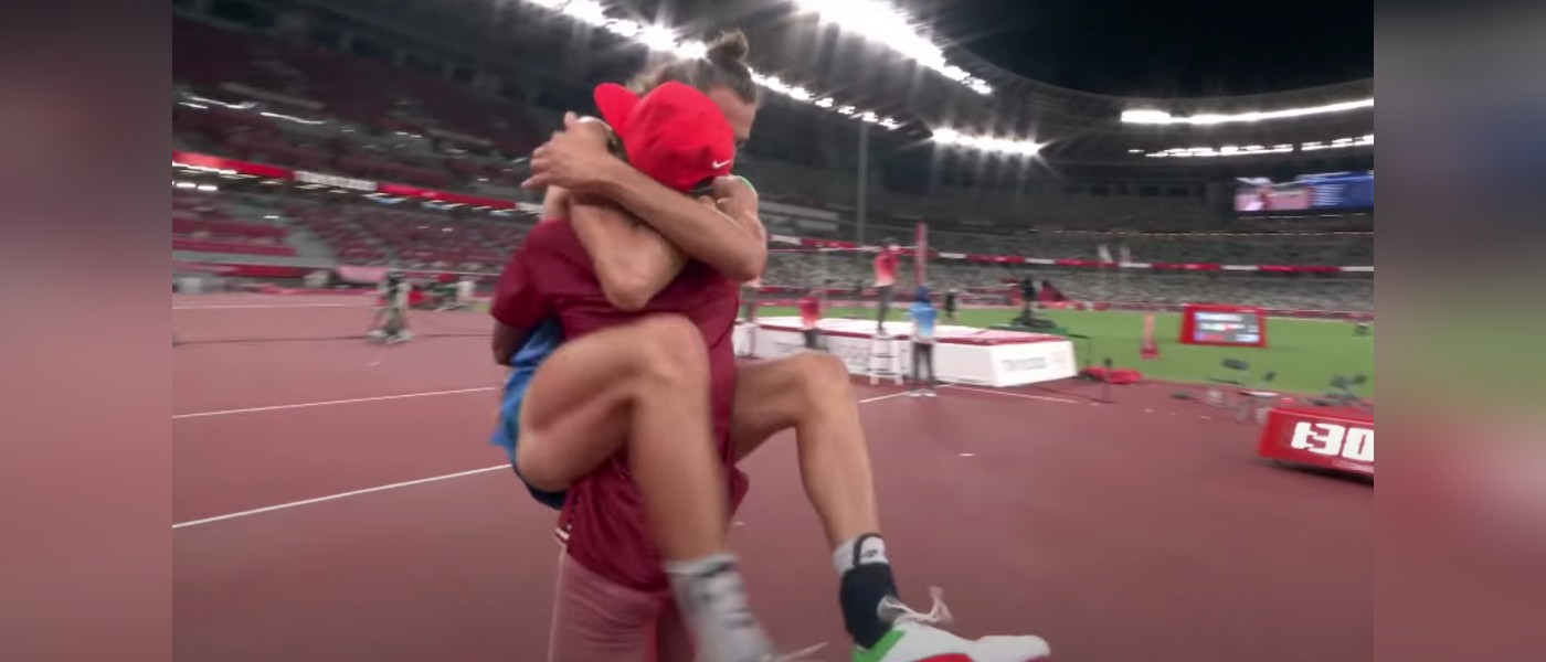Olympians hugging