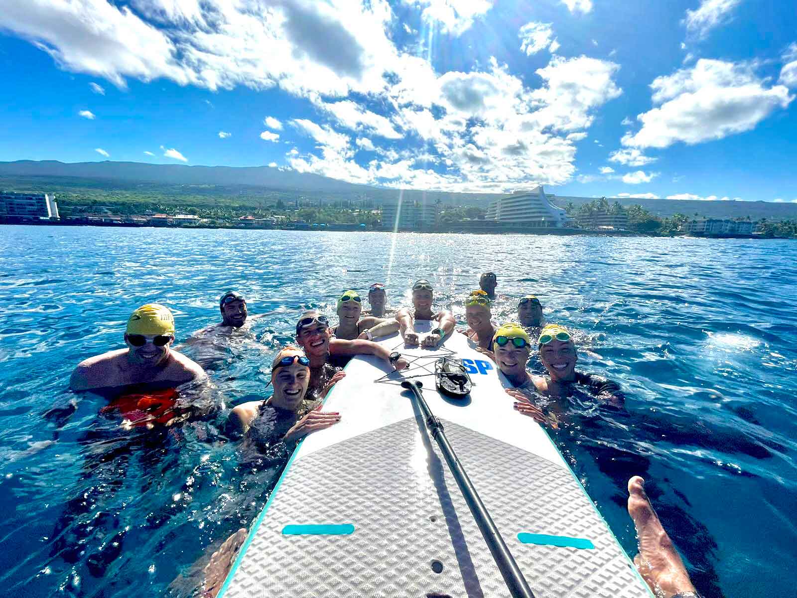 Grace ( far R) and team members - open water swim in Hawaii