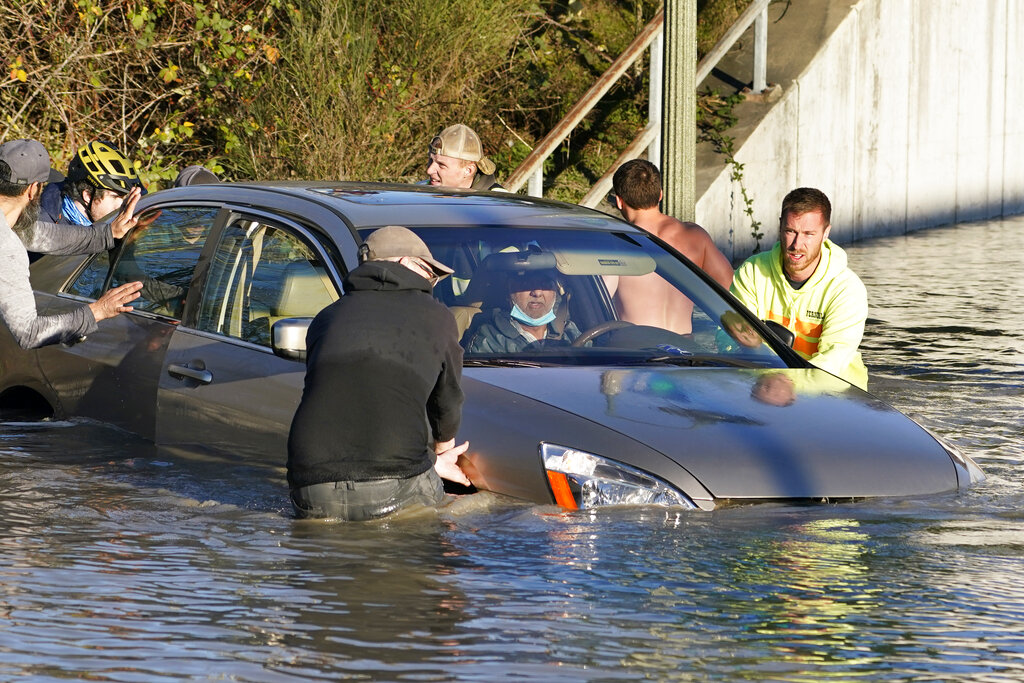 Car in flooded water