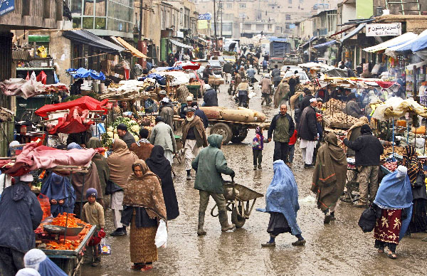 Crowded bazaar in Afghanistan