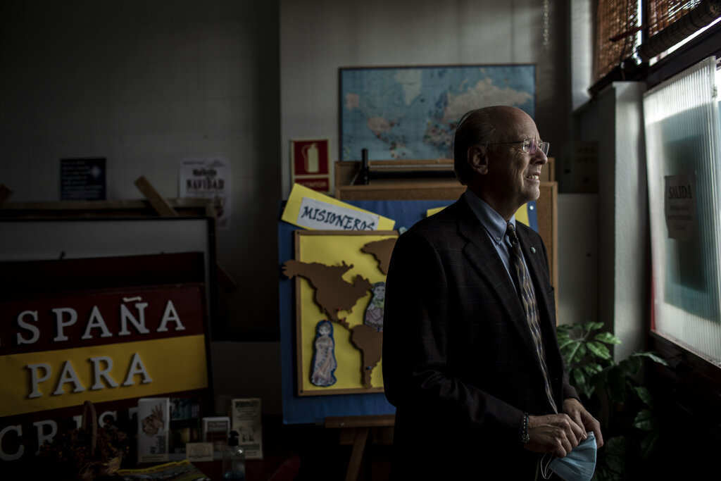 Kent Albright, a Baptist pastor from the United Statest in his evangelical church in Santa Marta de Tormes, on the outskirts of Salamanca, Spain